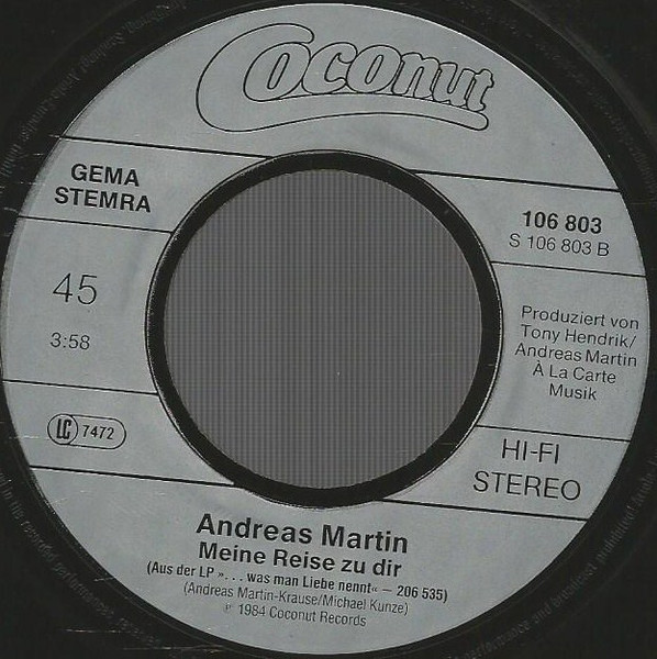 Cover zu Andreas Martin (2) - Das Erste Mal Im Leben | 1984 | Vinyl | Pop | Europe
