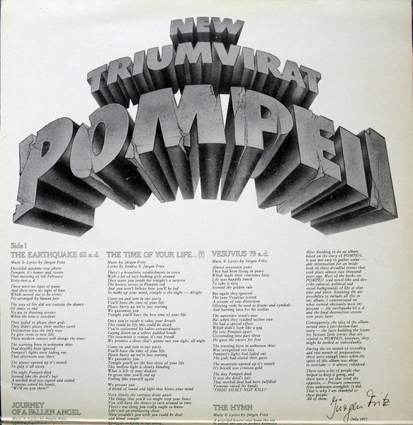 Cover zu Triumvirat - Pompeii | 1977 | LP, Album, Gat | Rock | Germany