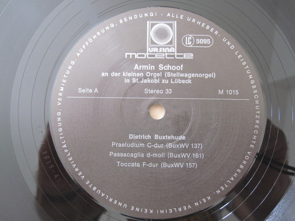 Cover zu Dieterich Buxtehude - Armin Schoof - Armin Schoof An Der Kleinen Orgel (Stellwagenorgel) In St. Jakobi Zu Lübeck | Vinyl | Classical | Germany