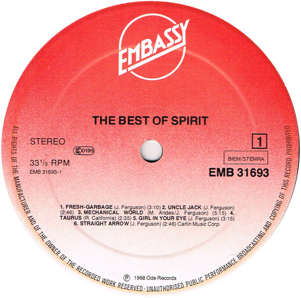 Cover zu Spirit (8) - The Best Of Spirit | 1979 | Vinyl, LP, Album, Reissue, RE | Rock | Europe