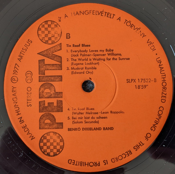 Cover zu Benkó Dixieland Band - Tin Roof Blues | 1977 | Vinyl, LP, Album | Jazz | Hungary Schallplatten Ankauf