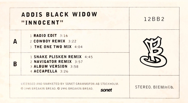 Cover zu Addis Black Widow - Innocent | 1995 | Vinyl | Hip Hop, Funk / Soul | Europe Schallplatten Ankauf