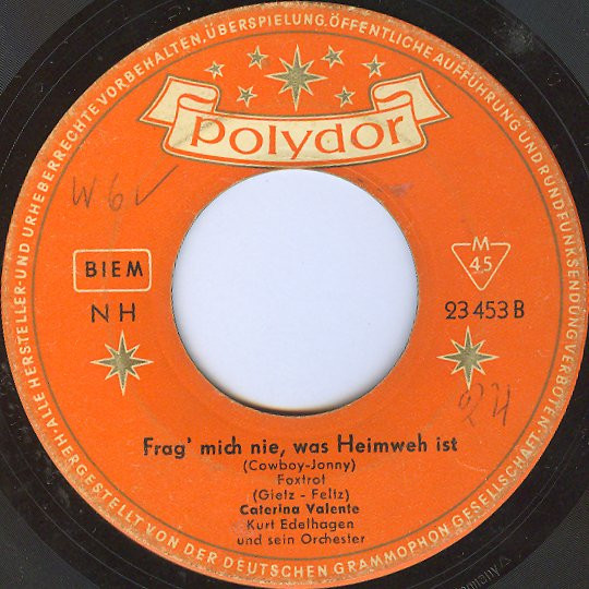 Cover zu Caterina Valente - Dich Werd' Ich Nie Vergessen / Frag' Mich Nie, Was Heimweh Ist | 1957 | Vinyl | Pop | Germany Schallplatten Ankauf