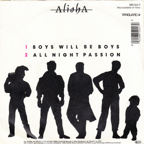 Cover zu Alisha - Boys Will Be Boys | 1986 | Vinyl | Electronic, Pop | Germany Schallplatten Ankauf