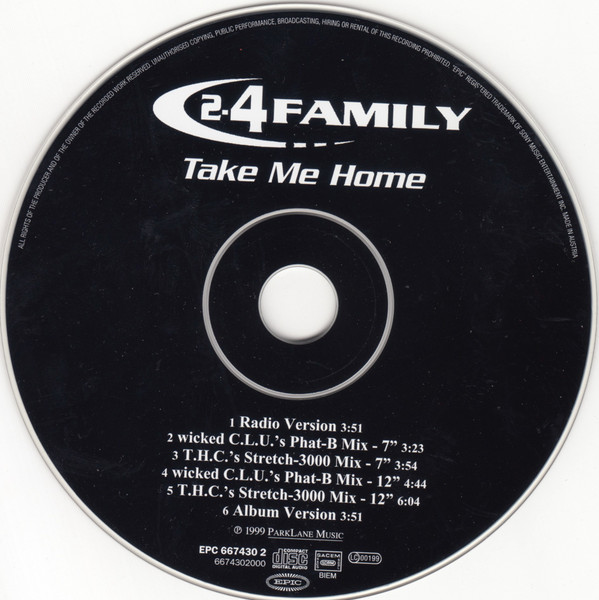 Cover zu 2-4 Family - Take Me Home | 1999 | Vinyl | Electronic, Hip Hop, Pop | Germany Schallplatten Ankauf
