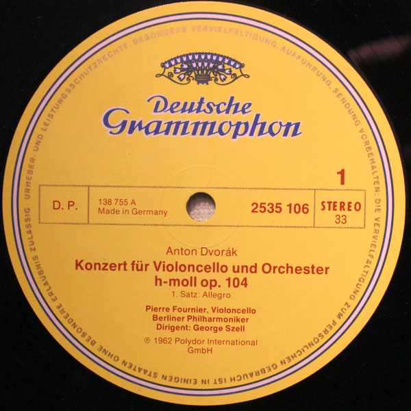 Cover zu Antonín Dvořák - Pierre Fournier, Berliner Philharmoniker, George Szell - Cellokonzert | Vinyl | Classical | Germany