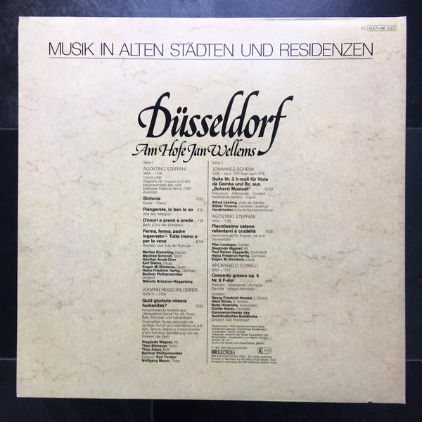 Cover zu Agostino Steffani, Arcangelo Corelli, Johann Schenk, Johann Hugo Von Wilderer - Düsseldorf - Am Hofe Jan Wellems | Vinyl | Classical | Germany Schallplatten Ankauf