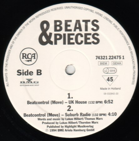Cover zu Beats & Pieces - Beatcontrol (Move) | 1994 | Vinyl | Electronic | Europe Schallplatten Ankauf