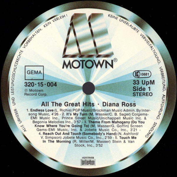 Cover zu Diana Ross - All The Great Hits | 1981 | Vinyl | Electronic, Funk / Soul | Germany