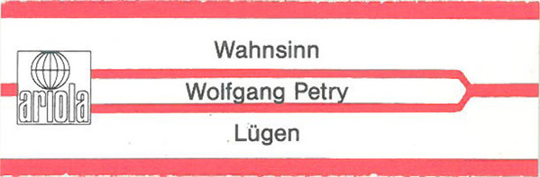 Cover zu Wolfgang Petry - Wahnsinn | 1983 | 7
