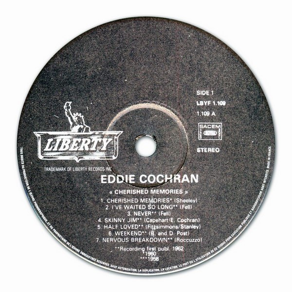 Cover zu Eddie Cochran - Cherished Memories | 1978 | Vinyl | Rock | France