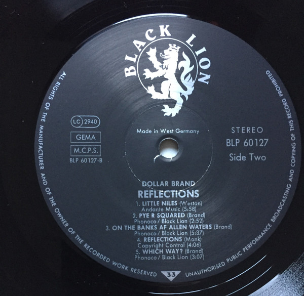 Cover zu Dollar Brand - Reflections | 1989 | Vinyl | Jazz | Germany