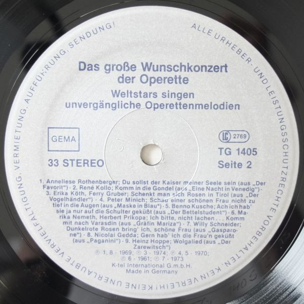 Cover zu Various - Das Große Wunsch-Konzert Der Operette | 1982 | Vinyl | Classical | Germany Schallplatten Ankauf