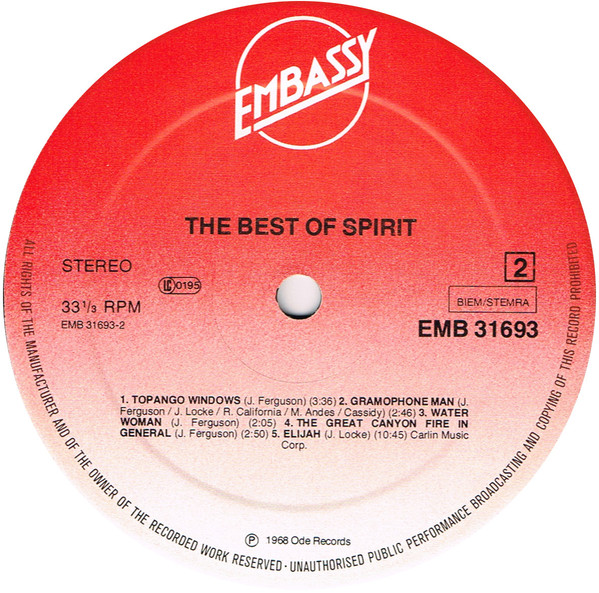 Cover zu Spirit (8) - The Best Of Spirit | 1979 | Vinyl, LP, Album, Reissue, RE | Rock | Europe Schallplatten Ankauf