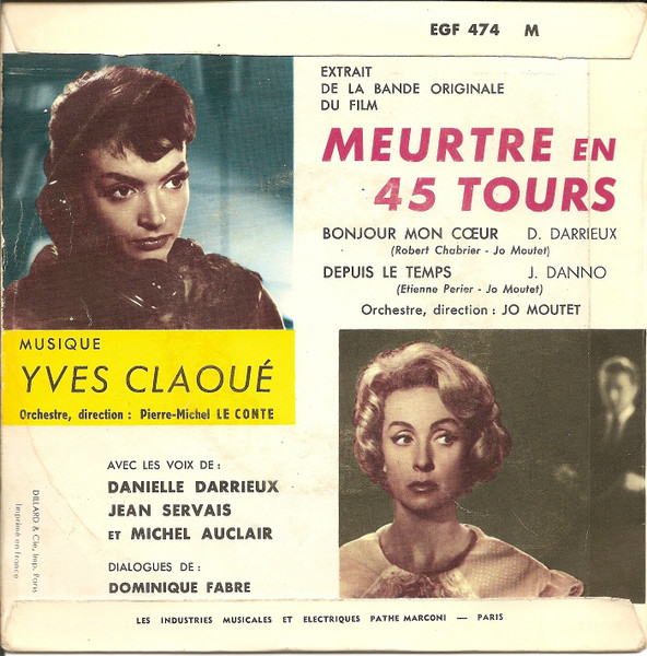 Cover zu Danielle Darrieux, Jacqueline Danno - Meurtre En 45 Tours | 1960 | Vinyl | Pop, Stage & Screen | France
