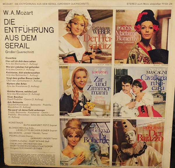 Cover zu Wolfgang Amadeus Mozart, Ruth-Margret Pütz, Josef Traxel, Gerhard Unger, Kurt Böhme, Chor Der Württembergischen Staatstheater Stuttgart Und Orchester der Württembergischen Staatsoper - Die E Schallplatten Ankauf
