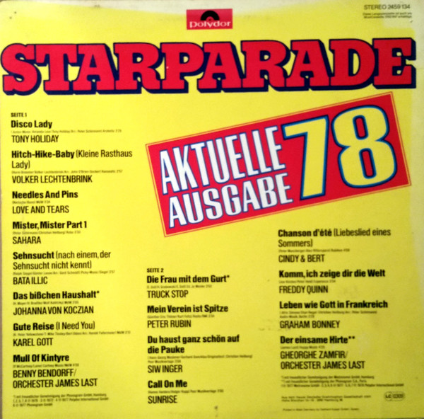 Cover zu Various - Starparade - Aktuelle Ausgabe 78 | 1978 | Vinyl | Electronic, Pop, Folk, World, & Country | Germany