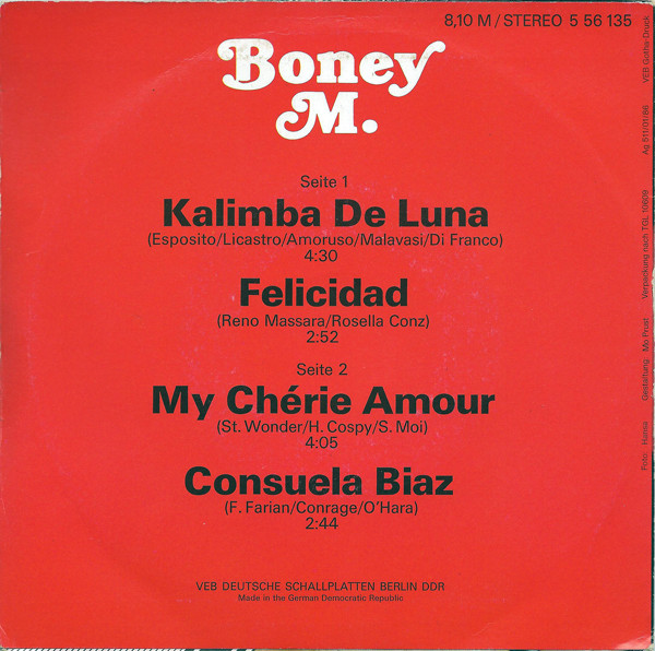 Cover zu Boney M. - Boney M. | 1986 | Vinyl | Electronic | German Democratic Republic (GDR)