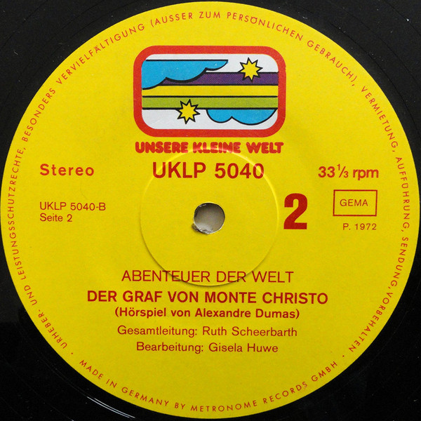 Cover zu Alexandre Dumas - Ruth Scheerbarth - Der Graf Von Monte Christo | 1972 | Vinyl | Non-Music, Children's | Germany
