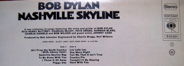 Cover zu Bob Dylan - Nashville Skyline | LP, Album, RE | Rock, Folk, World, & Country | Europe