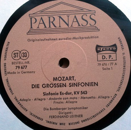 Cover zu Wolfgang Amadeus Mozart - Camerata Academica Salzburg, Bernhard Paumgartner - Die Grossen Sinfonien | 1969 | Vinyl | Classical | Germany
