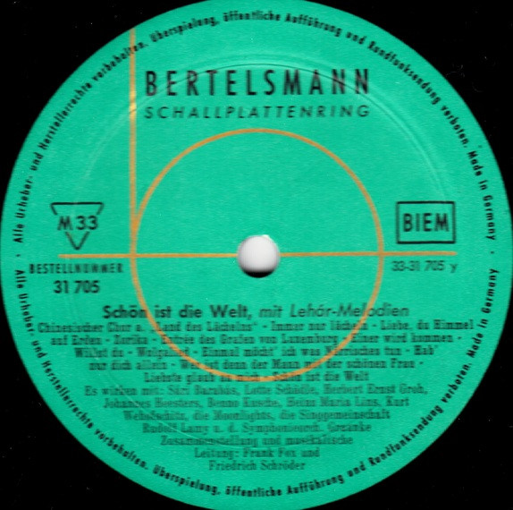 Cover zu Various - Schön Ist Die Welt, Mit Lehár Melodien | Vinyl | Classical | Germany