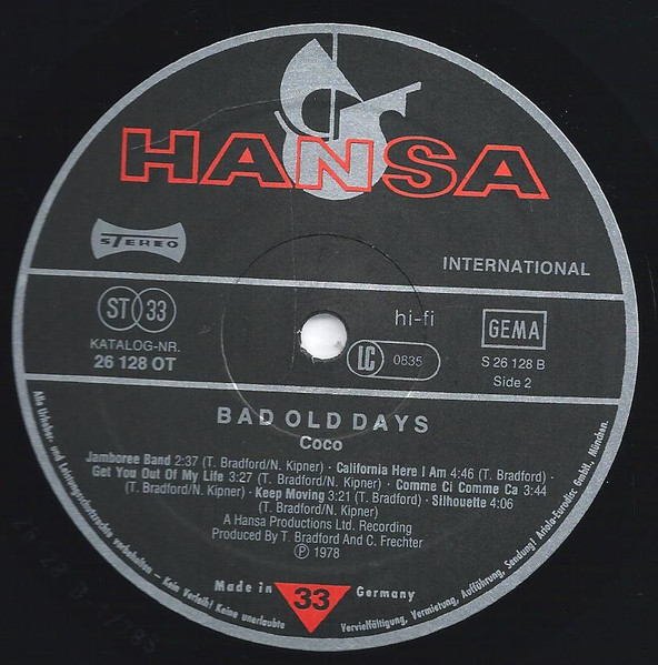 Cover zu Co Co - Bad Old Days | 1978 | Vinyl | Rock, Pop | Germany