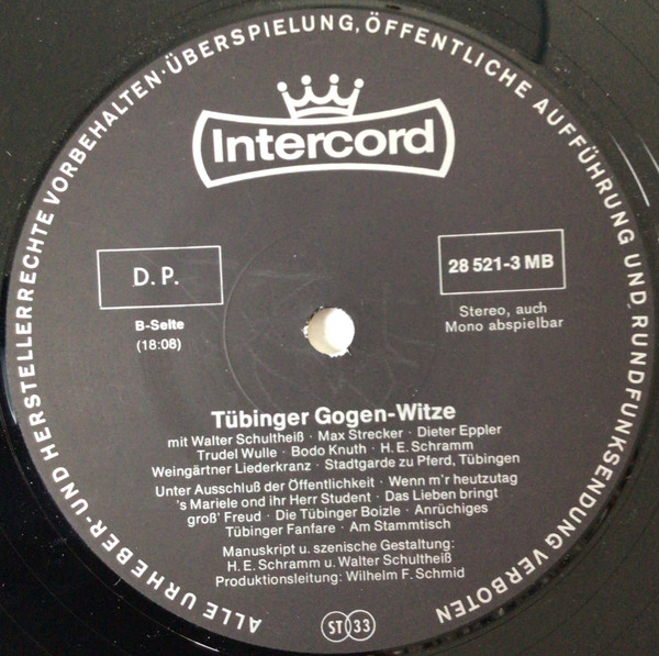 Cover zu Walter Schultheiß, Max Strecker, Dieter Eppler, Trudel Wulle, Bodo Knuth, Heinz-Eugen Schramm, Weingärtner Liederkranz, Stadtgarde zu Pferd, Tübingen - Tübinger Gôgen-Witze | 1973