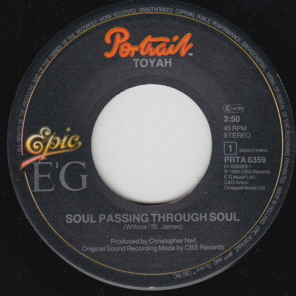 Cover zu Toyah - Soul Passing Through Soul | 1985 | Vinyl | Electronic, Pop | Netherlands