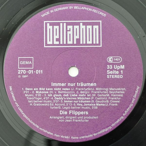 Cover zu Die Flippers - Immer Nur Träumen | 1980 | Vinyl | Pop | Germany