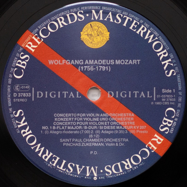Cover zu Wolfgang Amadeus Mozart - Pinchas Zukerman, The Saint Paul Chamber Orchestra - Violin Concerti Nos. 1 & 2 | 1983 | Vinyl | Classical | Europe