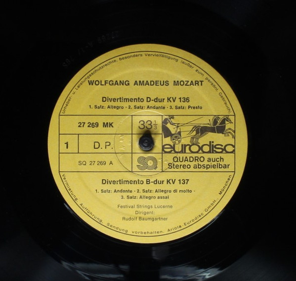 Cover zu Wolfgang Amadeus Mozart - Rudolf Baumgartner, Festival Strings Lucerne - 3 Divertimenti KV 136-138 / Serenata Notturna KV 239 | 1976 | Vinyl | Classical | Germany Schallplatten Ankauf
