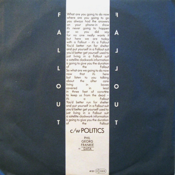 Cover zu Data (2) - Fallout | 1981 | Vinyl, Stereo, 45 RPM, 7