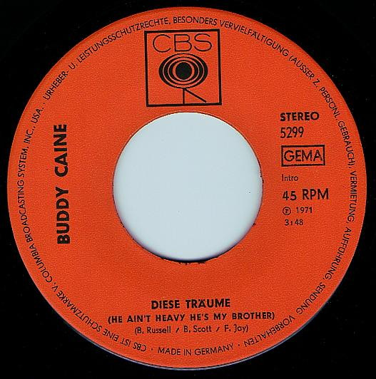 Cover zu Buddy Caine - Diese Träume / Wer Geht Neben Mir? | 1971 | Vinyl | Rock, Pop | Germany