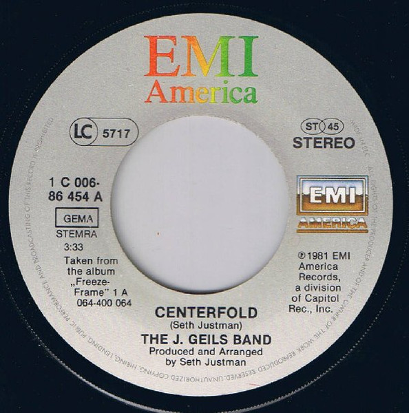 Cover zu The J. Geils Band - Centerfold | 1981 | Vinyl, Stereo, 45 RPM, 7
