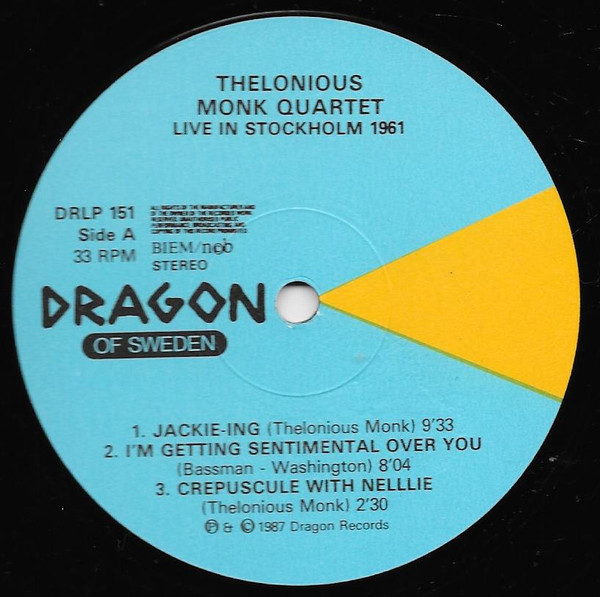Cover zu The Thelonious Monk Quartet - Live In Stockholm 1961 | 1987 | Vinyl | Jazz | Sweden