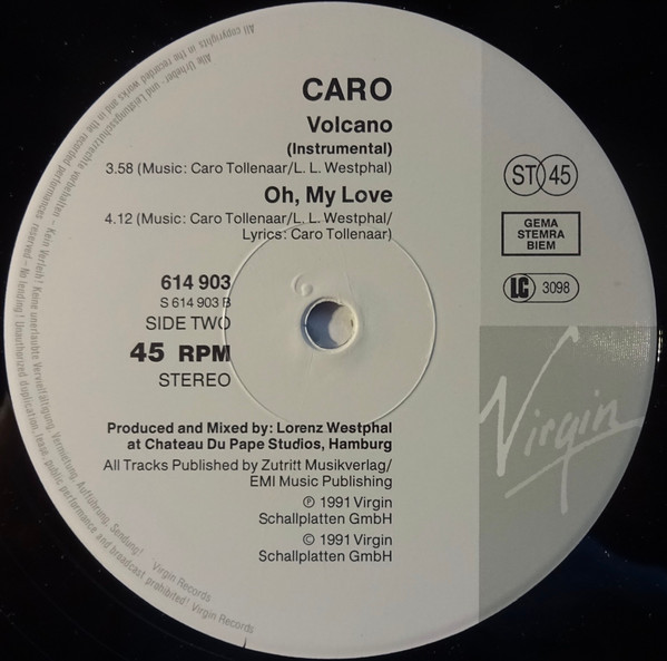 Cover zu Caro (7) - Volcano | 1991 | Vinyl | Rock, Pop | Germany