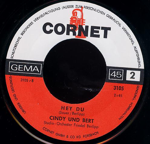 Cover zu Cindy & Bert - Saturday Morning / Hey Du | 1969 | Vinyl | Pop | Germany