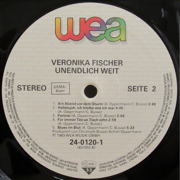 Cover zu Veronika Fischer - Unendlich Weit | 1983 | Vinyl | Pop | Germany