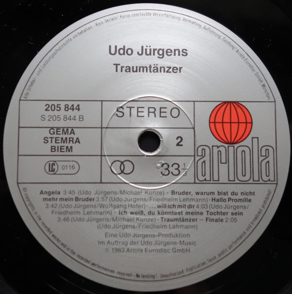 Cover zu Udo Jürgens - Traumtänzer | 1984 | LP, Album | Pop | Germany