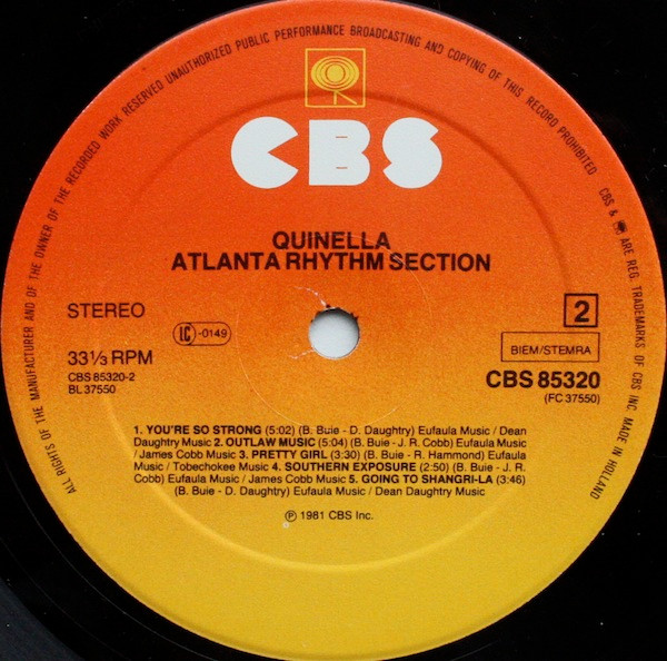 Cover zu Atlanta Rhythm Section - Quinella | 1981 | Vinyl | Rock | Europe