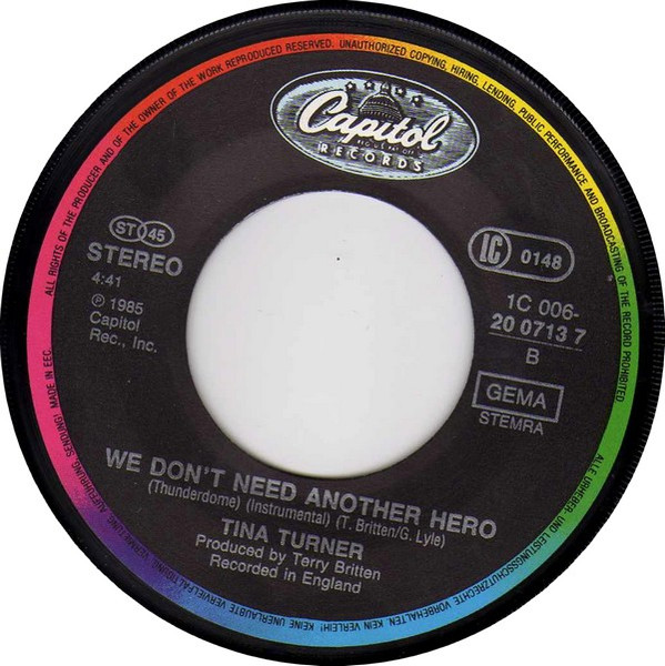 Cover zu Tina Turner - We Don't Need Another Hero (Thunderdome) | 1985 | 7
