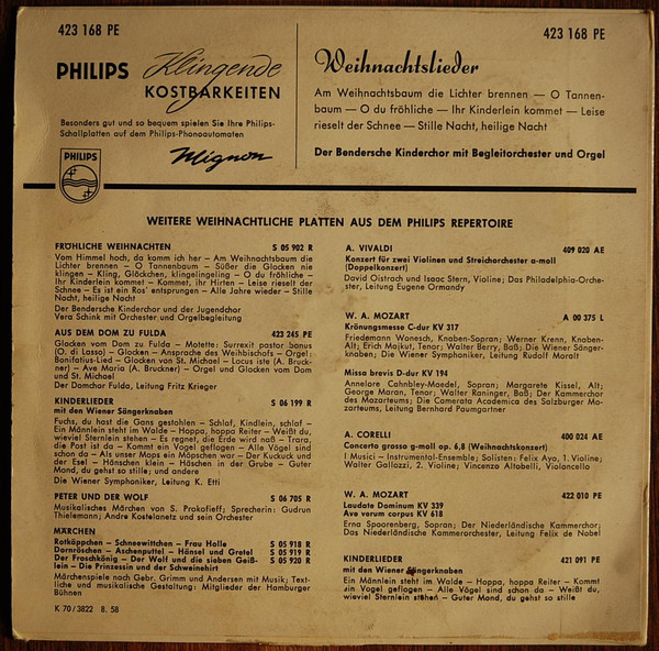 Cover zu Der Bendersche Kinderchor - Weihnachtslieder | 1958 | Vinyl | Folk, World, & Country | Germany