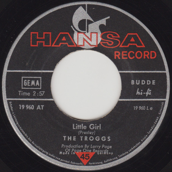 Cover zu The Troggs - Little Girl | 1968 | Vinyl | Rock | Germany Schallplatten Ankauf