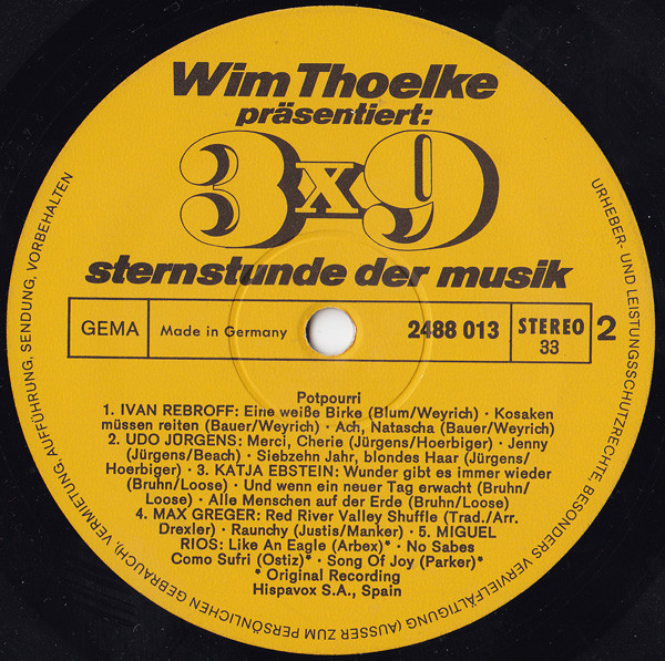Cover zu Various - Wim Thoelke Präsentiert: 3x9 - 9 Stars Mit 27 Melodien | 1971 | Vinyl | Pop | Germany Schallplatten Ankauf