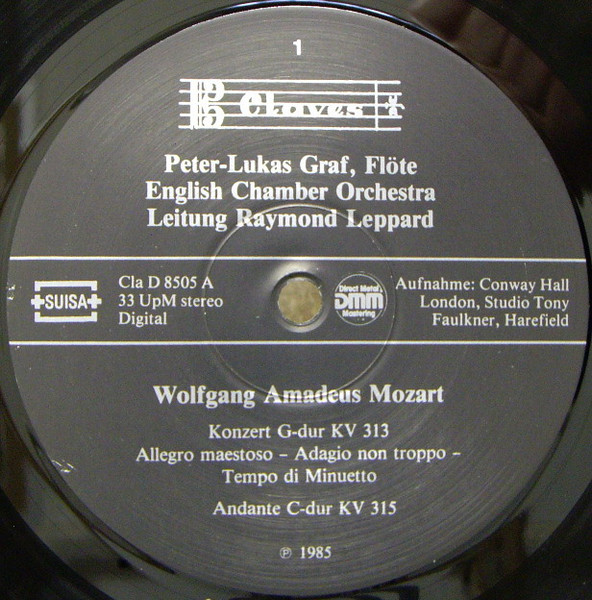Cover zu Wolfgang Amadeus Mozart, Peter-Lukas Graf, English Chamber Orchestra, Raymond Leppard - Flötenkonzerte | 1985 | Vinyl | Classical | Switzerland