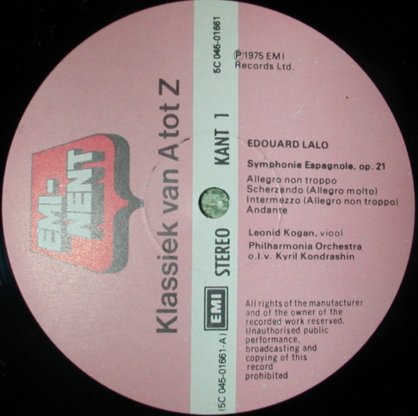 Cover zu Édouard Lalo / Pyotr Ilyich Tchaikovsky – Leonid Kogan, Philharmonia Orchestra, Kiril Kondrashin - Symphonie Espagnole / Serenade Melancolique | 1975 | Vinyl | Classical | Netherlands