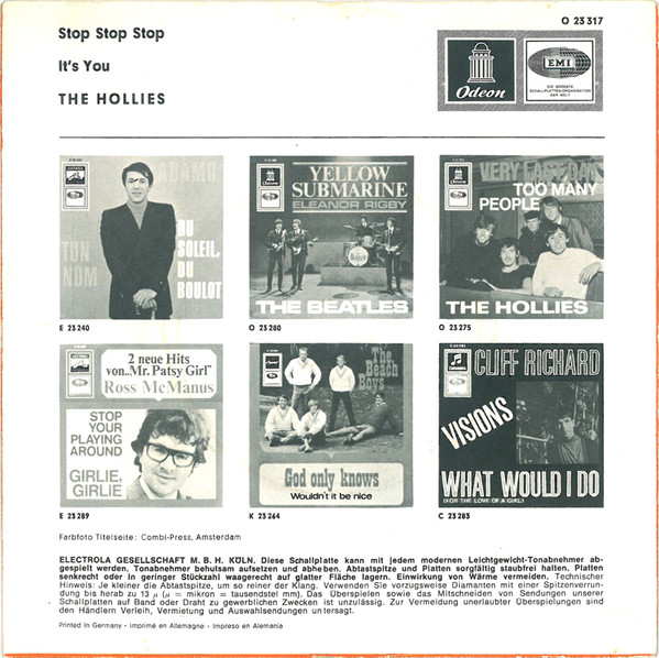 Cover zu The Hollies - Stop Stop Stop / It's You | 1966 | Vinyl | Rock | Germany