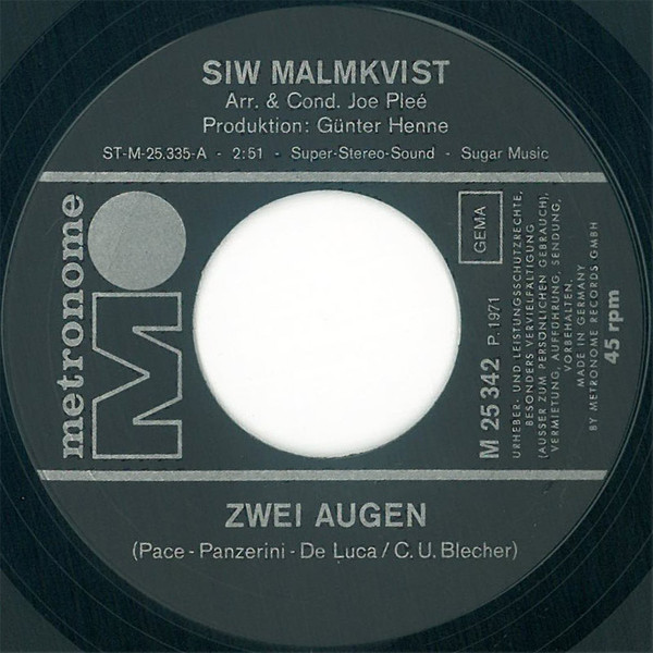 Cover zu Siw Malmkvist - Zwei Augen | 1971 | Vinyl | Pop | Germany