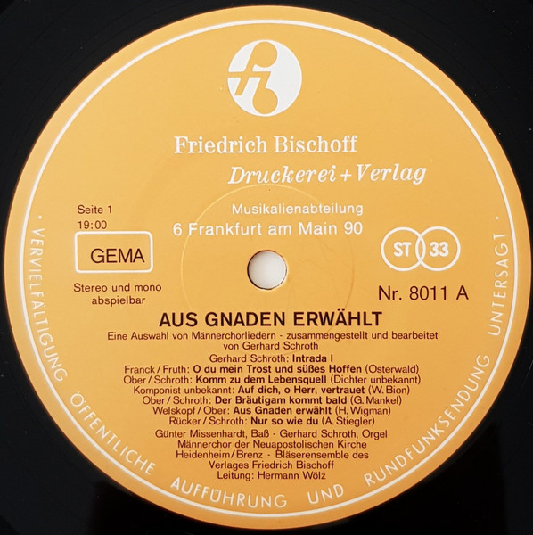 Cover zu Various - Aus Gnaden Erwählt | Vinyl | Folk, World, & Country | Germany